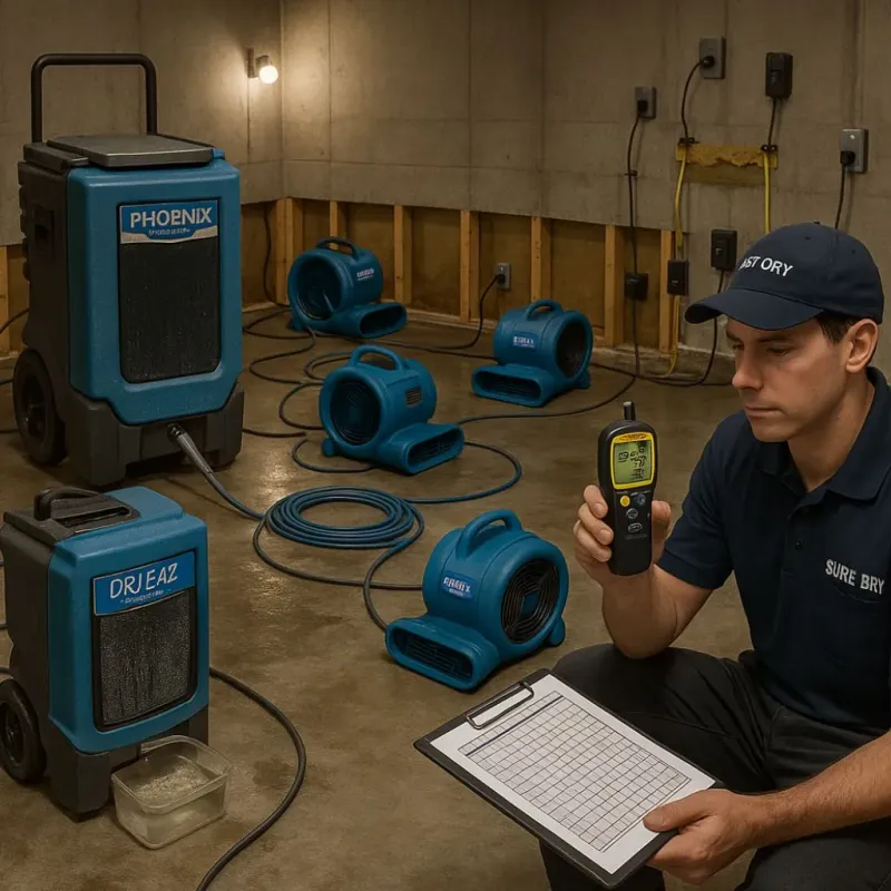 Structural Drying and Dehumidification process in Clymer, PA
